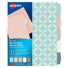 AVERY Big Tab Reversible Paper Dividers, 5 Tabs, Toned Down, 25221