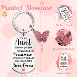 Yaxkvapu Auntie Keychain Aunt Gift from Niece Nephew Aunt Christmas Gifts Butterfly Keychain for Women Best Auntie Ever Gifts Birthday Mothers Day Thanksgiving Weeding Gift for Aunts