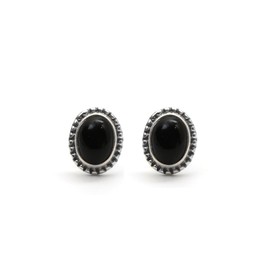 GemInspire Genuine Gemstone Stud Earrings Oxidized 925 Sterling Silver Stud Earrings Trendy Western Jewelry Everyday Wear Gift For Her (Black Onyx)