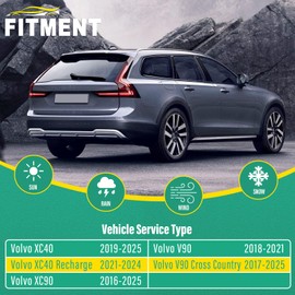 24" 20" 14" Windshield Wiper Blades Replacement for Volvo XC40 2019-2025 / XC90 2016-2025 / XC 40 Recharge 2021-2024 / V90 Cross Country 2017-2025 Premium All Weather Front Rear Wipers-(Pack of 3)