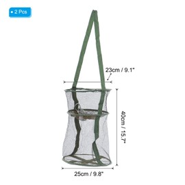 PATIKIL 40cm/16 Fishing Keep Net, 2 Pcs Collapsible Fish Basket Mesh Vase-Shape Nylon Fishing Bait Mesh for Keeping Fishes Crayfish Minnows Shrimps