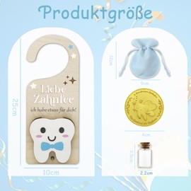 YUJUE Tooth Fairy Door Hanging with Tooth Fairy Coin, Tooth Fairy Tooth Storage Bag with Money Slot, Keepsake Bottle, Velvet Bag, Suitable for Kids Who Lost Their Teeth as a Gift