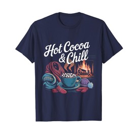 Cozy Hot Cocoa and Fireplace Scene for Ultimate Winter Vibes T-Shirt