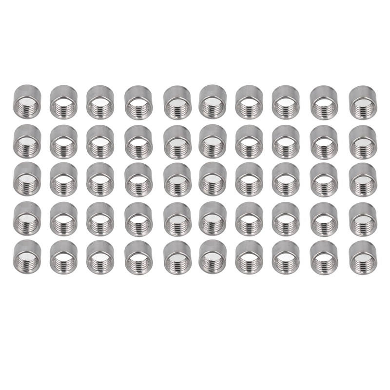 50Pcs M8 Female Thread Coupling Nut Rugged Stainless Steel Maintenance