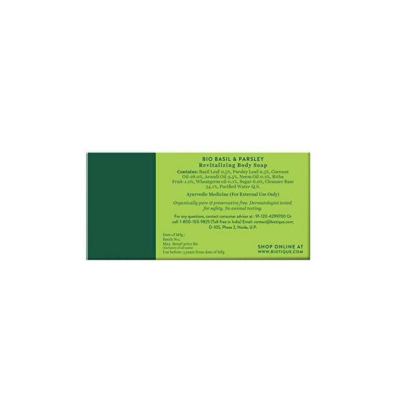 Biotique Bio Basil & Parsley Revitalizing Body Soap With Pure