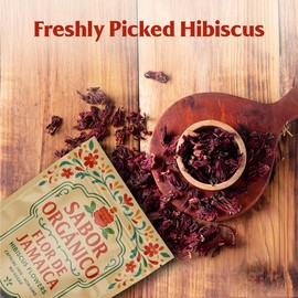 4oz Dried Hibiscus Flowers perfect for Tea and Mexican Agua de Jamaica | Flor de Jamaica Organica Natural | Flor de Jamaica Non-GMO, No Preservatives Resealable Stand-up pouches | by Sabor Orgánico