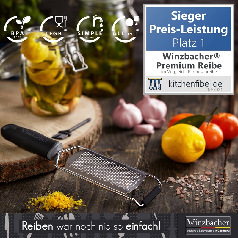 Winzbacher® Premium Zester/Grater, Parmesan/Lemon/Nutmeg / Ginger Grater and Much More