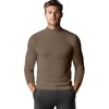 Zengjo Mock Turtleneck for Men Athletic Work Warm(Light Brown,L)