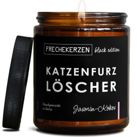 Lustige Duftkerze mit Spruch für Katzen Besitzer & Liebhaber | Handgemacht aus Sojawachs | In Geschenkbox | Valentinstag Geburtstagsgeschenk Gastgeschenk Katzenhalter Cat Lovers |Jasmin-Kokos