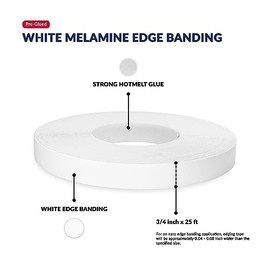 White Edge Banding Melamine Iron On Tape Adhesive Wood Board Edging Strips Veneer Trim Laminate Cabinet Furniture MDF Plywood Formica Shelf Stick Countertop (1, White, 3/4 in x 10 ft)