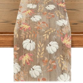 Artoid Mode Camino de Mesa otoñal de Calabazas Marrones y Arce, 33x183 cm