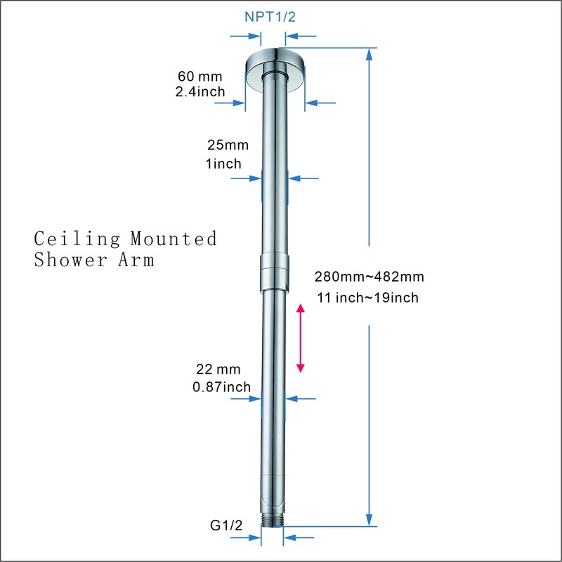Bropury adjustable L-Shaped 11.5-18Inch Shower Head Extension Arma and conversion