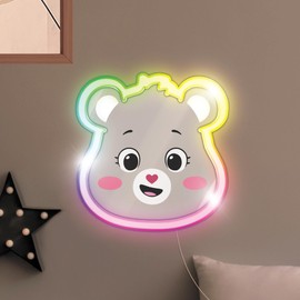 Care Bears Neon Wall Decor with Multicolored Ambient Lighting – USB Powered LED Light for Kids' Room Decor – Cheer Bear Character, Rainbow Glow – Perfect for Bedrooms, Nurseries, and Playrooms