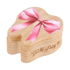 Tooth Fairy Box Magnetic, Bow Wooden Tooth Holder Cute Tooth Keepsake Box Lost Tooth Memory Storage Case Souvenir Gifts for Kids Child Boys Girls