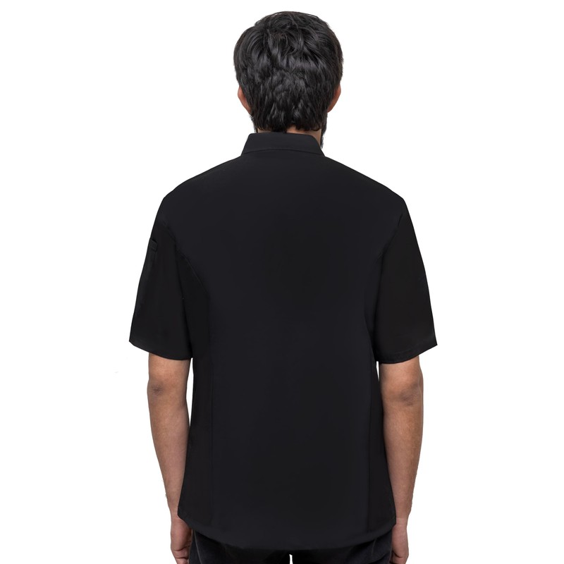 NexaKnit Chef Jacket/Chef Coat Short Sleeves (Black, Large)