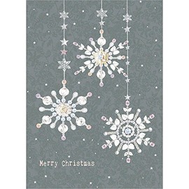 Tree-Free Greetings Holiday Greeting Cards, Gray Snowflake Happy Holidays, Vintage Brown Recycled Paper, Boxed Note Card Set, 10-Pack (HB93304)