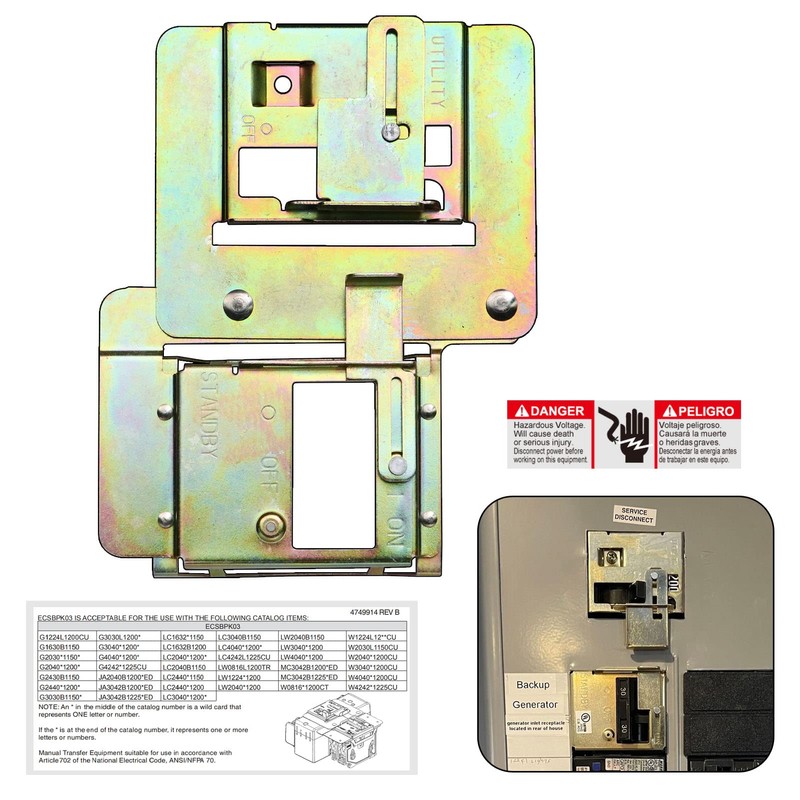 Generator Interlock Kit Compatible with Siemens and Murray, ECSBPK03 Mechanical