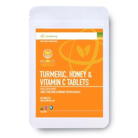 VYTALIVING 2500mg High Strength Turmeric Tablets with Honey & Vitamin C, Turmeric Supplements, Herbal Food Supplement for Joint Function & Immune System Health | 60 Tablets