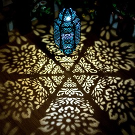 Twinkya Hanging Solar Lights Outdoor Garden Decorative Solar Lantern Waterproof Metal Moroccan Outdoor Decorations for Patio Pathway Yard Porch Backyard Garden Decor (Black, 1 Pack)