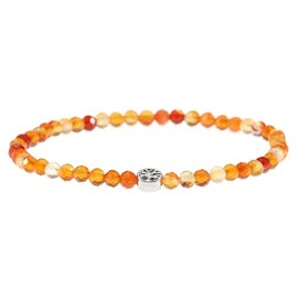 LAKADA Genuine Gemstone Bracelet with Faceted 4 mm Beads and Silver Stainless Steel Tree of Life Healing Stone Protective Stone Bracelet Lucky Charm Talisman Gift, Gemstone, Faceted gemstone