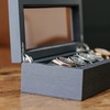 CASE ELEGANCE Monogrammed Two-Toned Herringbone and Solid Wood Watch Box