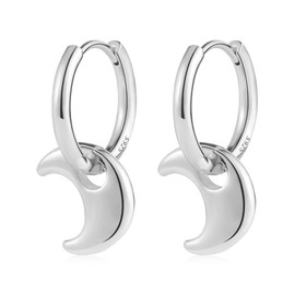 ALEXCRAFT Hoop Earrings Heart Earrings 14K Gold-Plated / Silver 925 Hanging Small Women's Gift for Women Girlfriend Mum Girls, Sterling Silver, No Gemstone