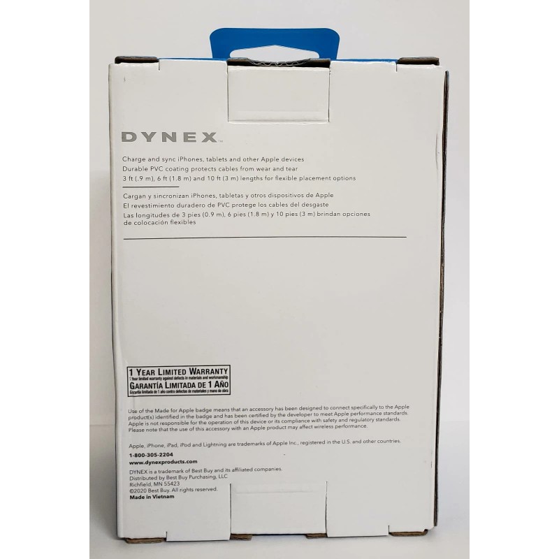 Dynex- 3'/6'/10' Lightning to USB Cables (3 Pack) - White