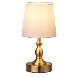 PARTPHONER Mini Cordless LED Table Lamp, 5200mAh Rechargeable Battery Operated Lamp, 3-Level Brightness, Touch Dimmable Desk Lamp, Bedside Night Light for Patio Camping Restaurant Home, Antique Brass