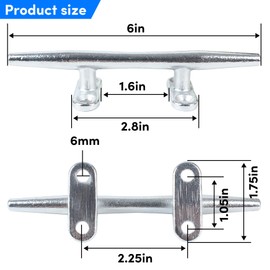 VEITHI 6 inch Chromium-Plated Boat Cleat 4 Pack, Boat Dock Cleats Open Base, Boat Cleats-Dock Cleat, Dock Cleats with Fasteners, Rope Cleat for Tying up Boats,Marine Decor