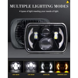 Unbranded Pair 5x7 7x6 LED Headlight  DRL Hi/Lo Beam For Mazda B2200 B2600 Pickup Truck