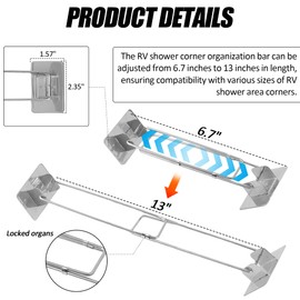 VIKOS Products (3-Pack RV Shower Corner Storage Bar Stainless Steel Adjustable Rustproof Bathroom Shelves Organization Rod for Camper Corner Storage Bar for Shower RV Bathroom Accessories for Inside