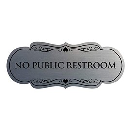 Signs ByLITA Designer No Public Restroom Sign(Brushed Silver) - Large 1 Pack