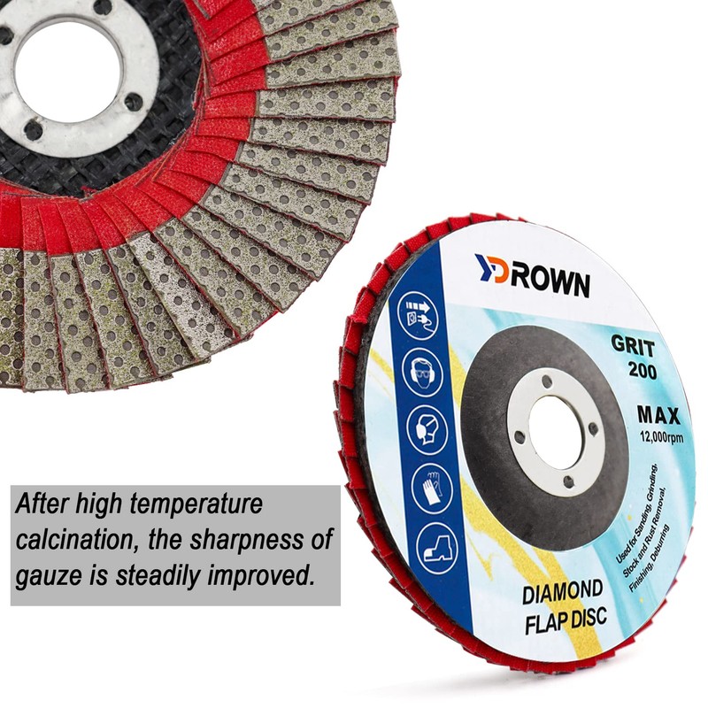 YDROWN 5 Inch Diamond Grinding Electroplated Flap Disc for Glass