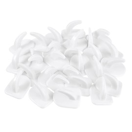 Queekay 30 Pieces Adhesive Wall Hooks for Hanging, Reusable Seamless Hooks Small Acrylic Sticky Hangers with Non Marking Sticker for Kitchen Bathroom Bedroom Office (White)