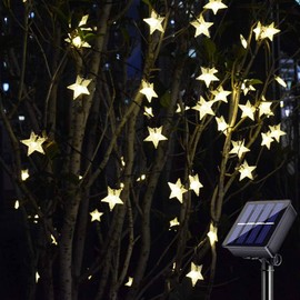 Garlocht Star Fairy Lights, 100LED Solar String Lights Outdoor Garden, 12M Solar Fairy Lights Outdoor, 8 Mode Decorative Lights for Indoor Bedroom Patio Wedding Birthday Valentine Party (Warm White)