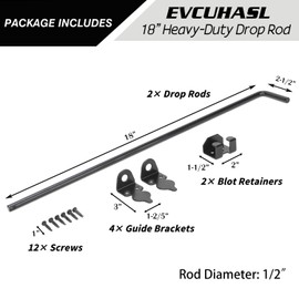 18" Cane Bolt Heavy-Duty Drop Rod for Gate, Gate Ground Latch for Wooden Fences Metal Gates Doors, Metal Gates Doors Stopper for Gate Ground, Wrought Iron Gate Latches, Black Finish(2 Pack)