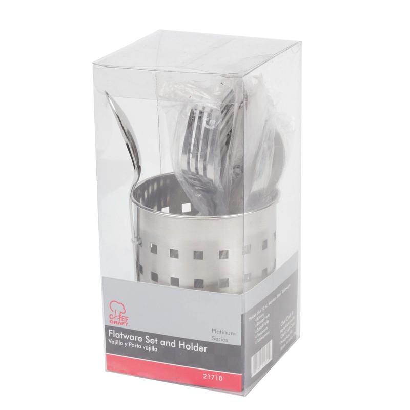 Chef Craft Heavy Duty Flatware Set with Holder, 20 Piece