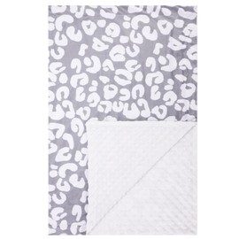 Baby Blanket for Boys Girls Super Soft Double Layer Minky with Dotted Backing Cute Cow Crib Receiving Blanket Bed Throws for Newborns Nursery Stroller Toddler 30 x 40 Inch (Leopard Grey)