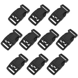 OTOTEC Pack of 10 Mini Key Buckles 5/8 Inch Plastic Side Release Buckles Suitable for Tactical Paracord Bracelet Military Black, black