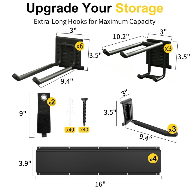 64" Garage Tool Organizer Wall Mount,900 lbs Heavy Duty Garden