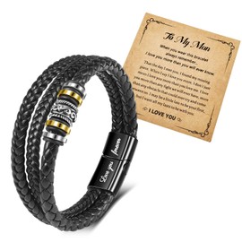 GBTBYS Gifts for Men, Mens Bracelet, Inspirational Leather Bracelet, Gifts for Him Husband Boyfriend Fiance, Anniversary Birthday Christmas Gift for Mens Who Have Everything