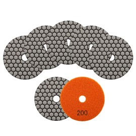 KURSTOL Dry Diamond Polishing Pads Set - 7pcs 4"/100mm Grits #200 Countertop Polishing Pads for Granite Quartz Stone Marble Floor