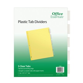 AVERY Office Essentials Insertable Tab Dividers - Set of 5 - Clear Tabs, 8-1/2" x 11", tab Color: Clear