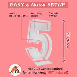 JoyBox Design 2FT Marquee Light Up Letters Numbers, Mosaic Balloon Frame, Party Decoration for Birthday, Wedding, Anniversary, Graduation – Number 5