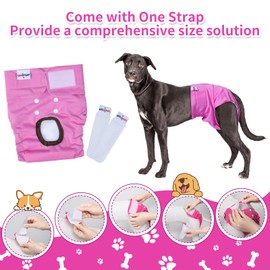 UNIPUP Reusable Female Dog Diapers Period Panties Washable Puppy Pee Pads with Adjustable Strap for Large Dogs in Heat and Incontinence