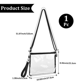 BEAMARKER Clear Bag for Stadium Events Clear Crossbody Bag Transparent PVC Purse Waterproof See Through Handbag with Adjustable Strap for Sports Fan Game Day Concerts Traveling