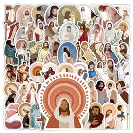 Wenyue Pack of 60 Jesus Stickers, Bible Stickers Christian, Bible Verse Stickers, Jesus Christian Stickers, Aesthetic Christian Stickers, for Laptop, Water Bottles, Christian Easter Gifts