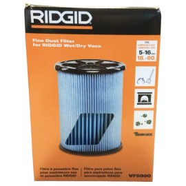 Ridgid VF5000 3 Layer Fine Dust Pleated Wet/Dry Vac Filter For 5-16 Gal Shop Vac