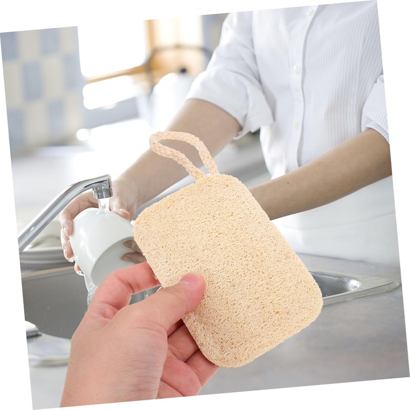 Baluue Natural Loofah Dish Washing Brush Set 2Pcs Kitchen Cleaning