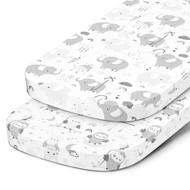 Bassinet Fitted Sheets for Chicco LullaGo Nest Portable Bassinet, Close to You 3-in-1 and Next2Me Bedside Bassinet – Snuggly Soft 100% Jersey Cotton – 2 Pack – Not for Lullago Anywhere